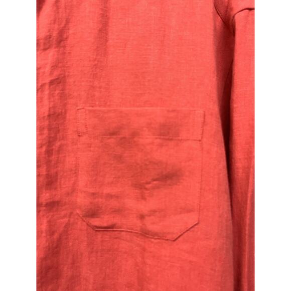 Tailor Store Linen shirt Mens‎ Medium Coral Button Down Preppy Coastal Beach - Picture 7 of 7